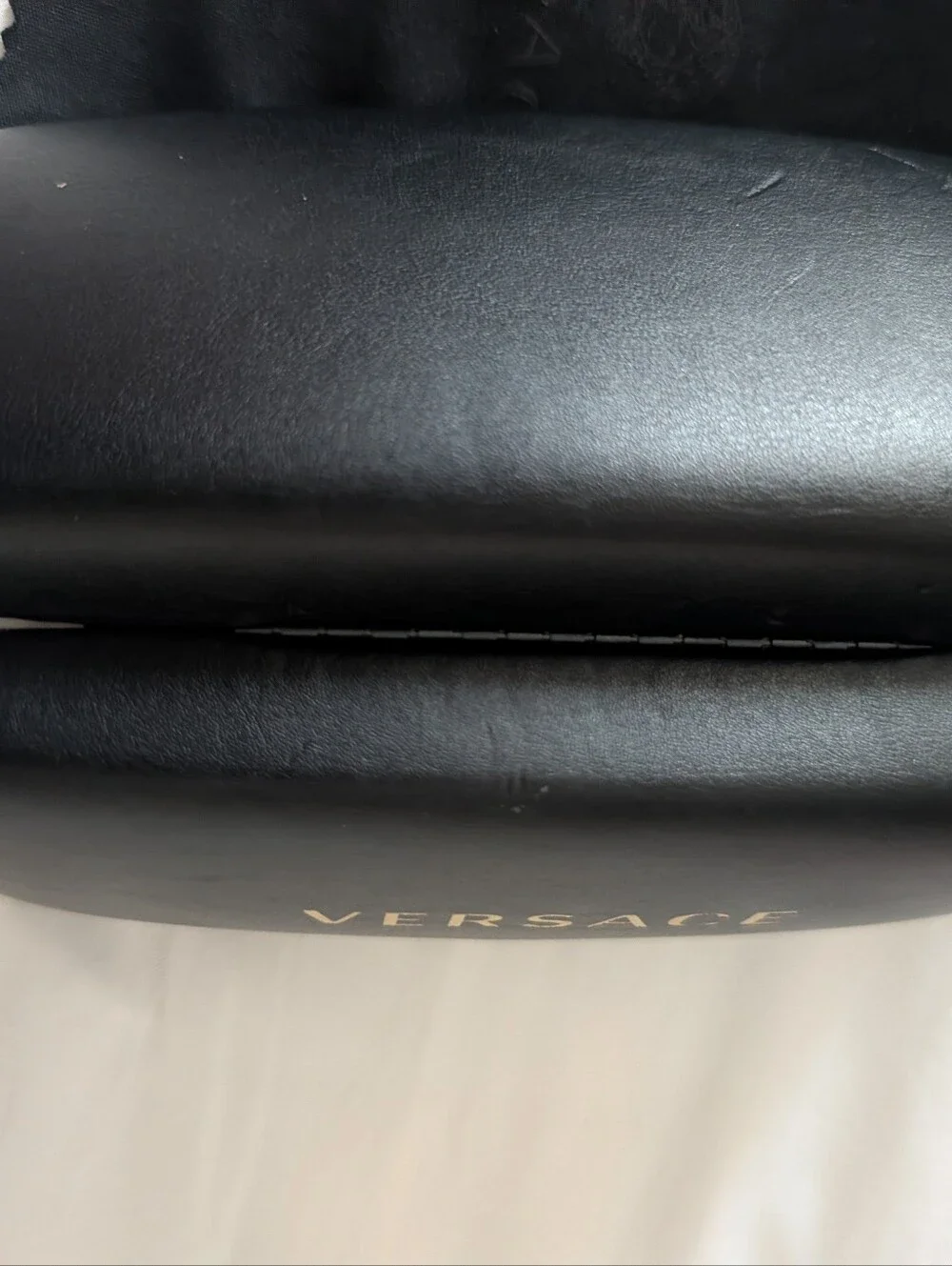 Versace Black and Gold Eyewear Case with Black Microfiber Cloth